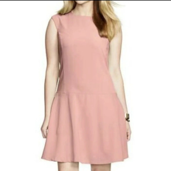 Lauren Ralph Lauren Pink Flounce Crepe Swing Peplum Knee Length Dress Sleeveless - Picture 1 of 6